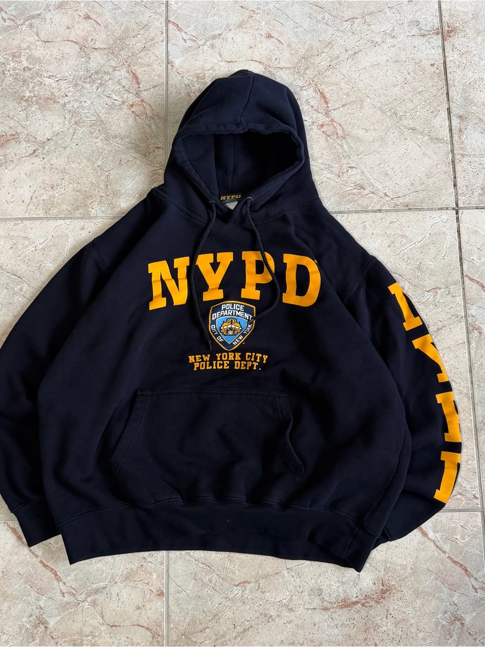 NYPD Crewneck Hoodie in Navy with Gold Lettering